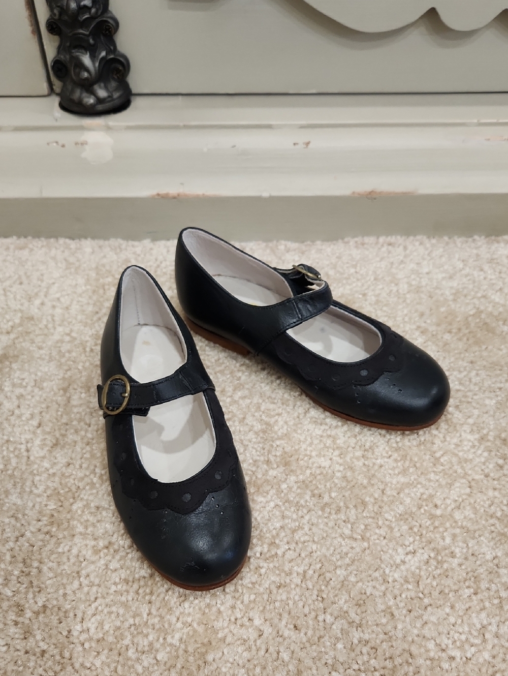 Patino Girls Leather Navy Mary Jane ShoesSize EU 26/US 9.5/10 NWOT Made In Spain